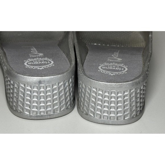 Jeffrey Campbell Havana Last Fling Jelly Wedge Sandal Silver Slides Size 9 Chic - Picture 4 of 9